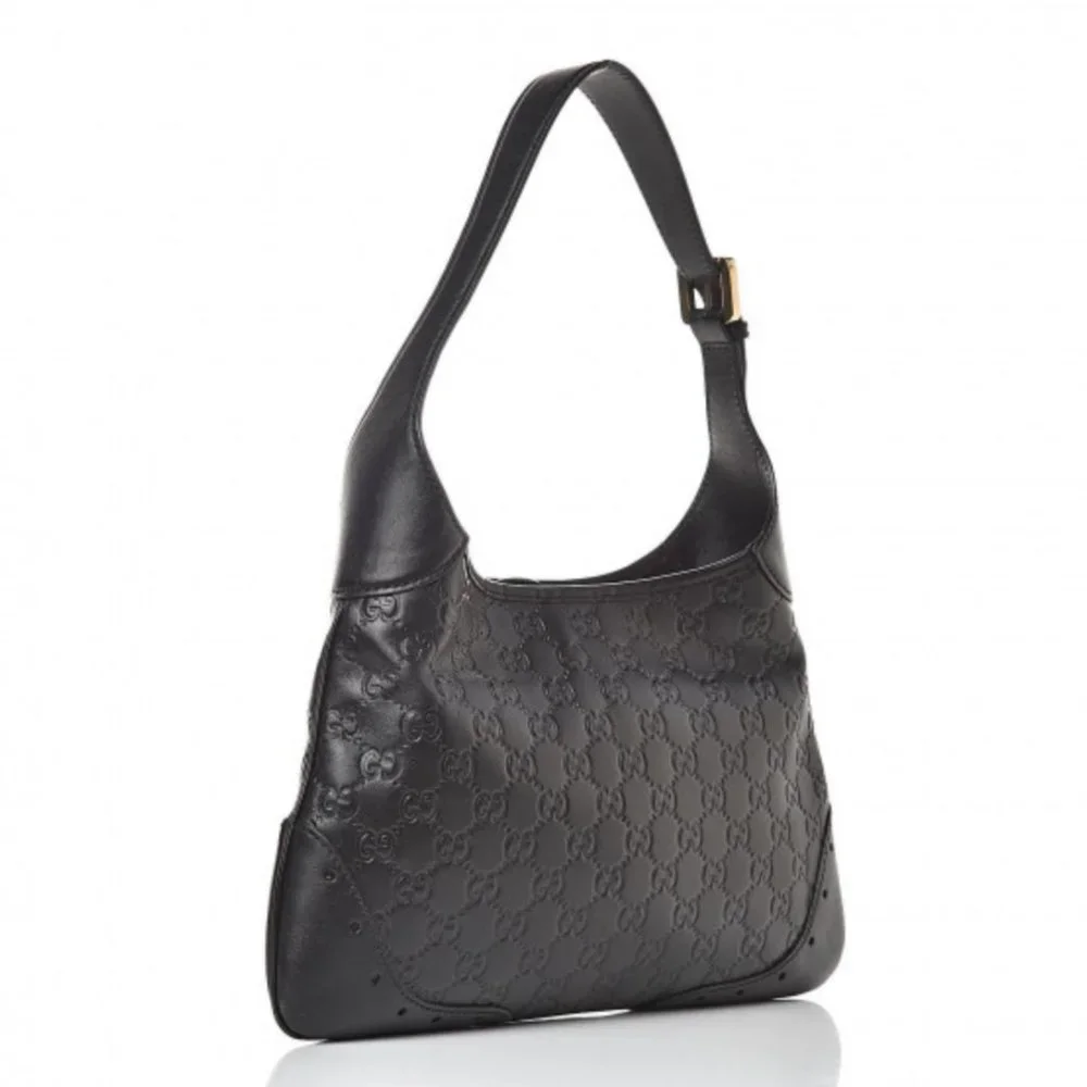 Auc GUCCI Guccissima Leather Punch Hobo Black